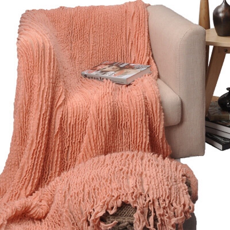 Battilo 100%  acryl casual banksprei woondecoratie gebreide deken , 130*170cm: Roze