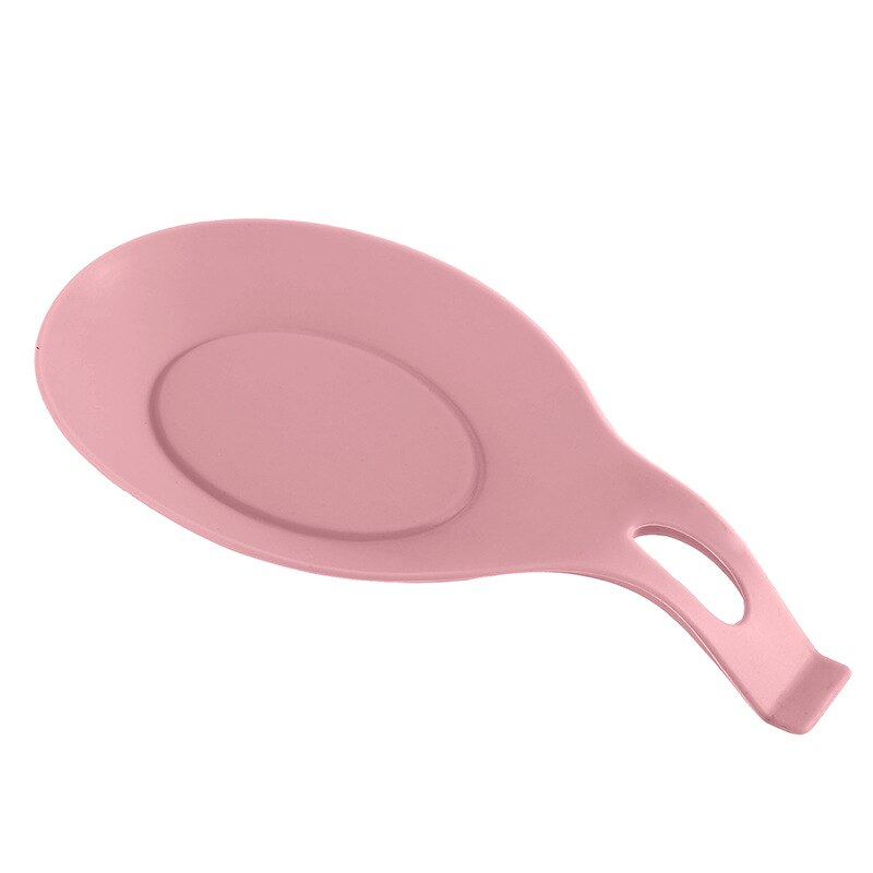 Kitchen Silicone Spoon Rest, Flexible Almond-Shaped, Silicone Kitchen Utensil Rest Ladle Spoon Holder: Pink