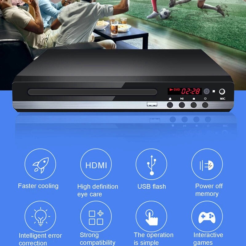 DVD Player for TV Home Multi Region DVD/SVCD/CD Mini Player USB Input Built-in USB Port Included HDMI Cable 1080p Image Output