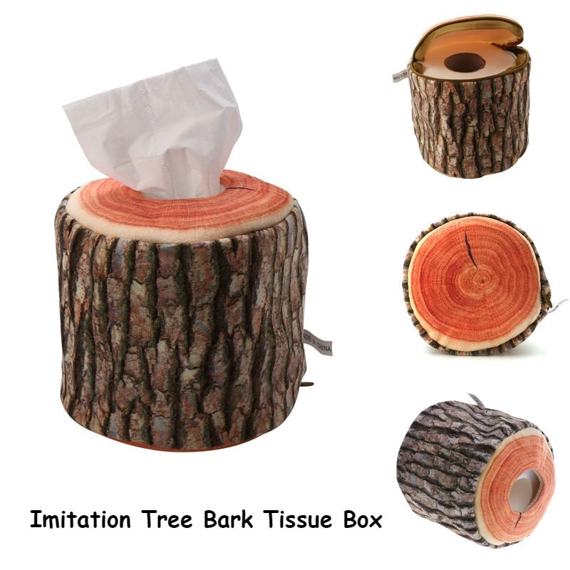 Imitation Tree Bark Tissue Box Napkin Paper Storage Holder Home Office Decor LBShipping