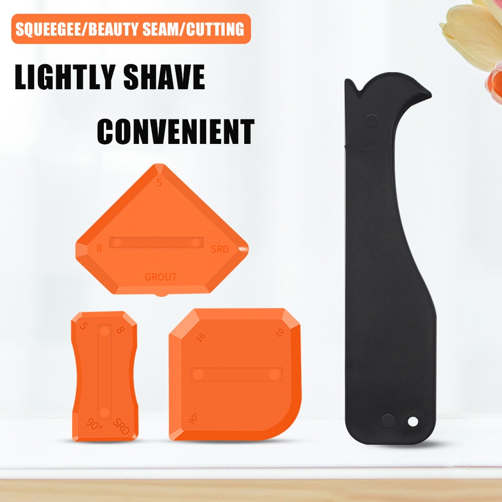 4 Stuks Siliconen Glas Cement Glad Schraper Breeuwen Kit Afwerking Grout Floor Cleaning Tegel Vuil Tool Spatel Lijm Schop