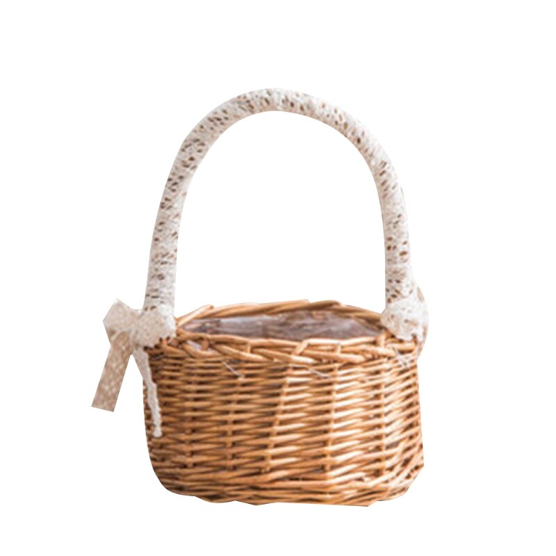 Handgemachte Natürliche Rattan Gewebt Blume Hand Korb Heimat Küche Garten Gemüse Lagerung Container Pflanzer Halfter: 02