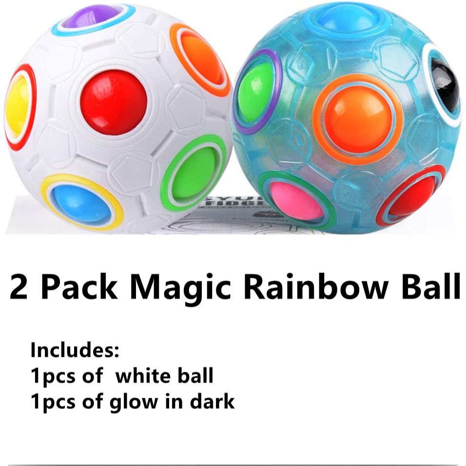 2 Pack Magic Rainbow Ball Cube Fidget Zintuiglijke Brain Teasers Spelletjes Voor Puzzel Bundel Stress Fidget Speelgoed: Default Title