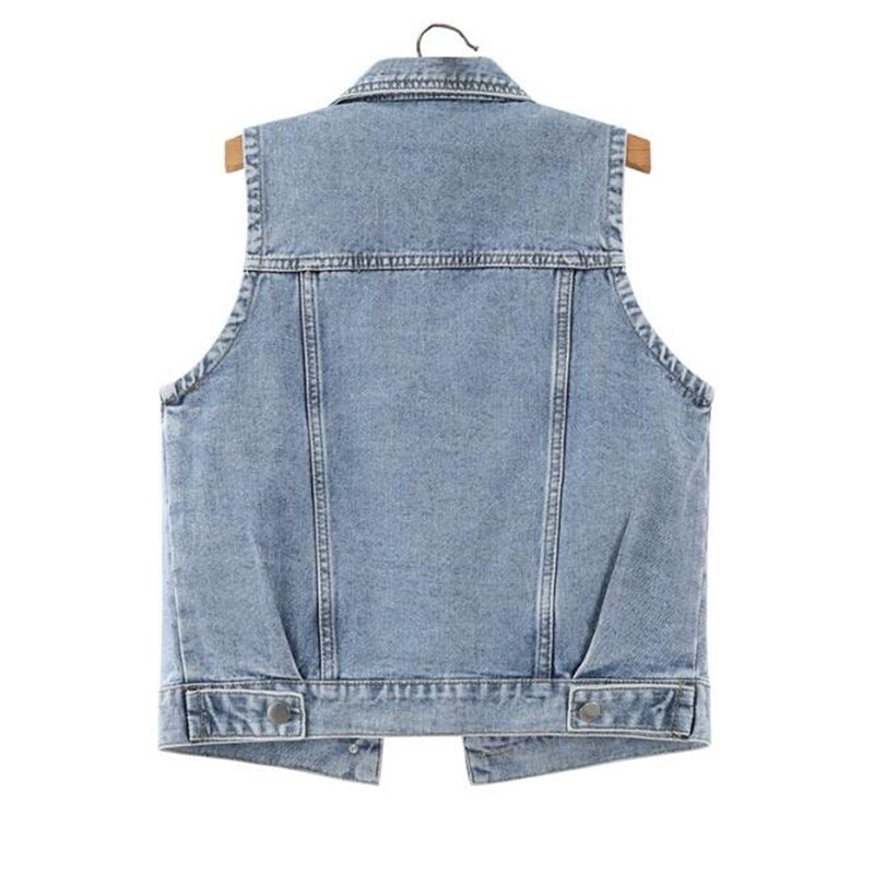 Denim mouwloos damesjack plus size lente herfst kort vest jeans dames borduurwerk blauwe casual jassen vest chic