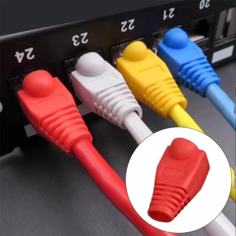 100/1 stuks gemengde kleuren cat 5e cat 6 rj45 ethernet netwerkkabel trekontlastingshulzen kabelconnector stekker afdekkingen beschermhoes