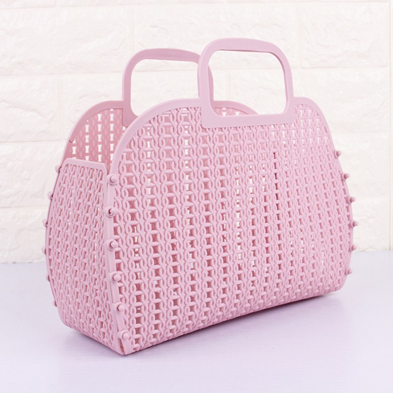 Mode Vouwen Opslag Mand Colorfulplastic Draagbare Keuken Badkamer Bad Mand Badkamer Accessoires Organisatoren: pink