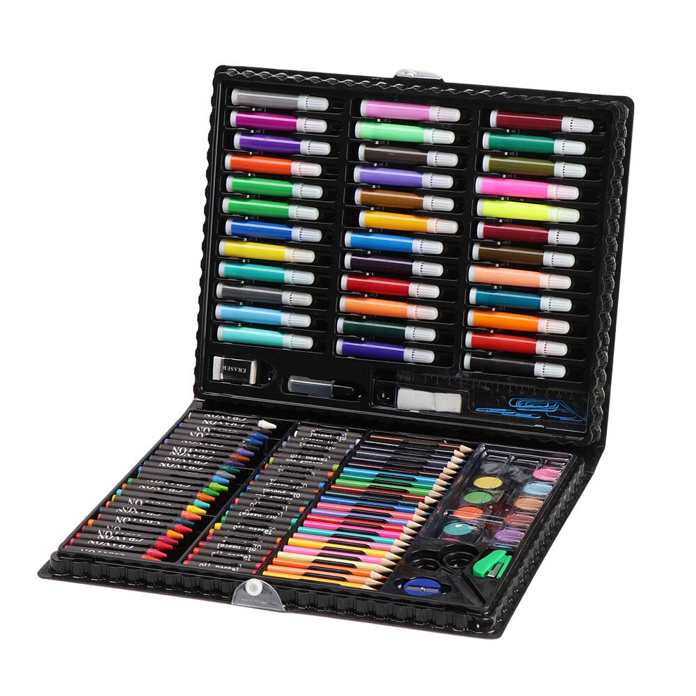 150 pçs/set crianças arte desenho da água cor lápis lápis pastel óleo pintura graffiti ferramenta artigos de papelaria kit: black