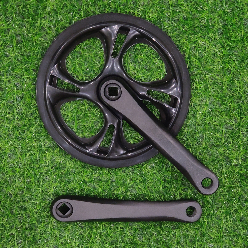 Juego de bielas de bicicleta 48T 170mm 152mm, juego de manivela de doble cubierta de plástico de velocidad única, piezas de rueda dentada de bicicleta plegable con orificio cuadrado