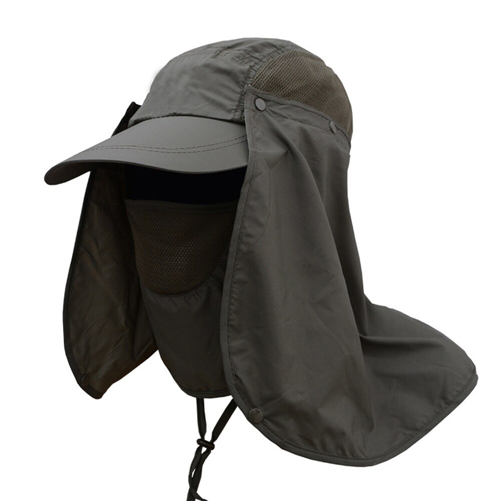 Zon Caps Flap Hoeden 360 Graden Solar Uv Bescherming Zonnehoed Zomer Mannen Vrouwen Zonneklep Cap Vouwen Verwisselbare Nek gezichtsmasker Hoofd: Army Green