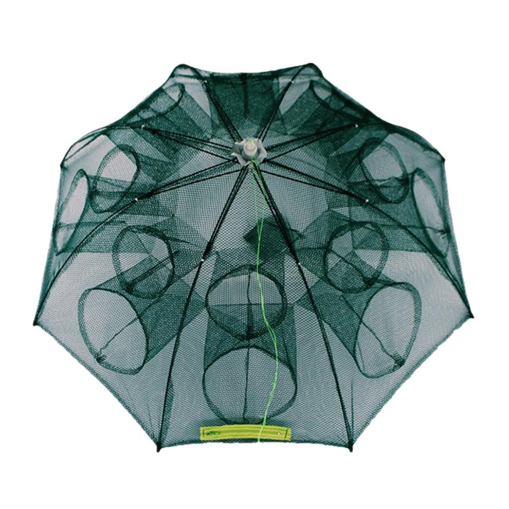 Automatic folding umbrella type multilateral fishing net shrimp cage Fish Umbrella Cage Hand Throw Net Crab Fish Trap Cast Net: 16 holes