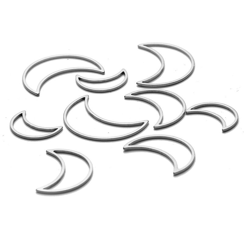 20Pcs/lot Stainless Steel Charms Hollow Moon Charm Pendants For Diy Jewelry Making Necklace Bracelet Moon Pendants