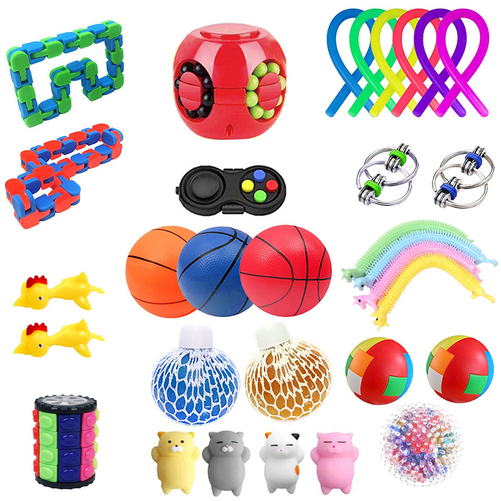 1einstellen Zappeln Spielzeug Anti betonen einstellen dehnbar Saiten spielzeug für Erwachsene freundlicher Pack Squishy Sensorischen Antistress Linderung Figet spielzeug: 31Stck