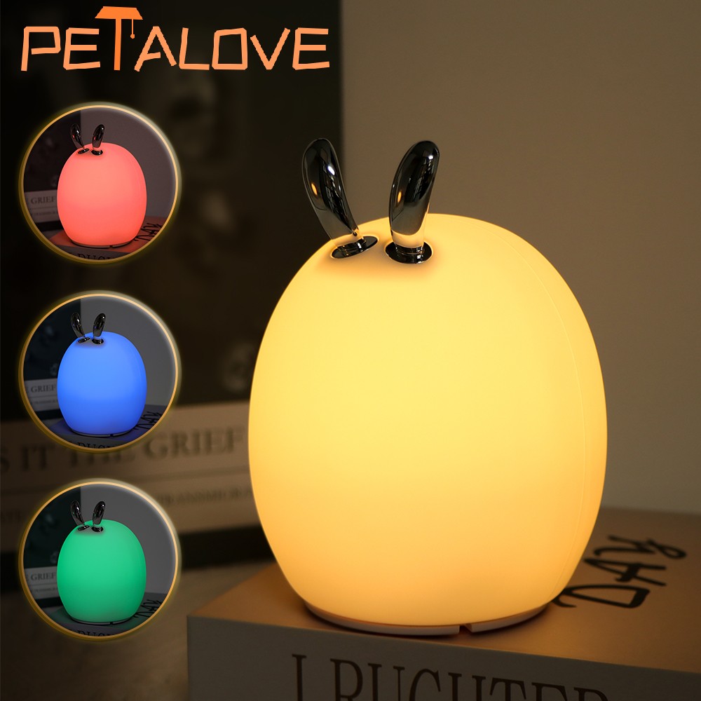 Luz nocturna, lámpara de silicona con forma de Animal, recargable por USB, luz suave y cálida, decoración de cabecera de habitación: Rojo rosado