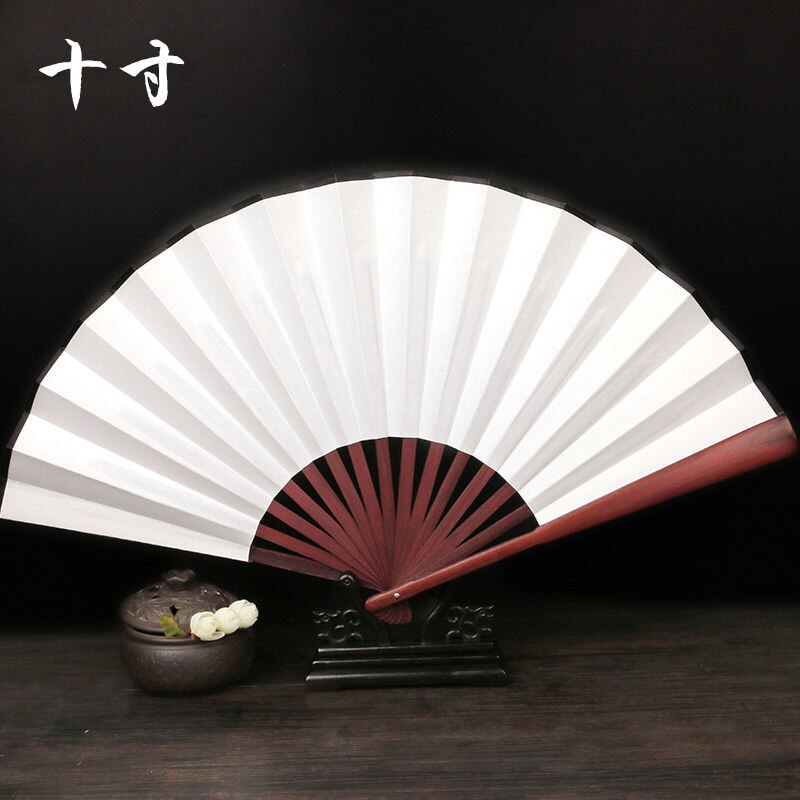 Chinese Stijl Vrouwen Man Vouwen Fan Klassieke Dansen Doek Fan Vintage Bamboe Kalligrafie Afdrukken Zomer Hand Held Fan: 5
