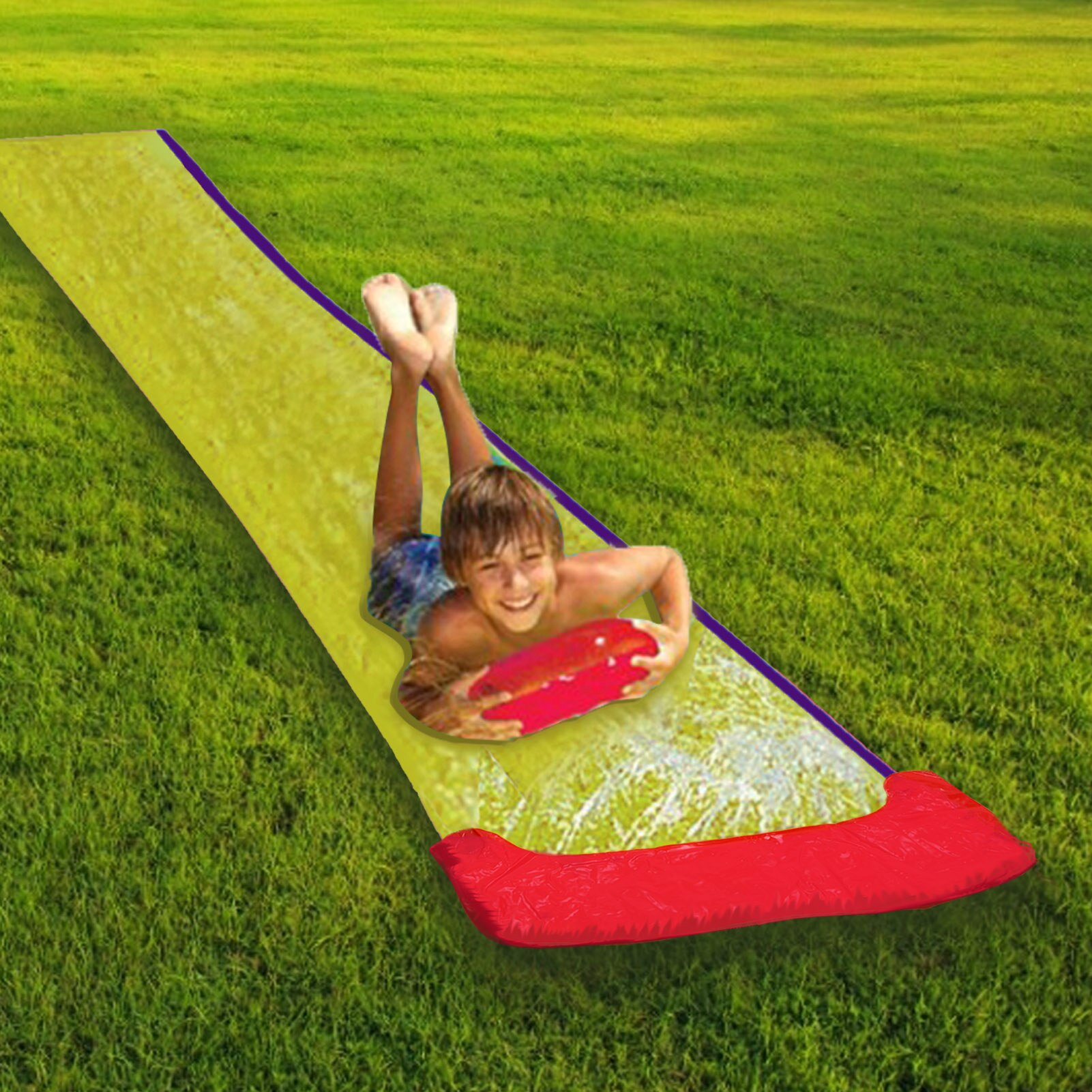 Single Inflatable Water Slide Mat Summer Waterskiing Splash Play Toys Outdoor Surfboard Summer Lawn Water Splash Waterslide 4.5M