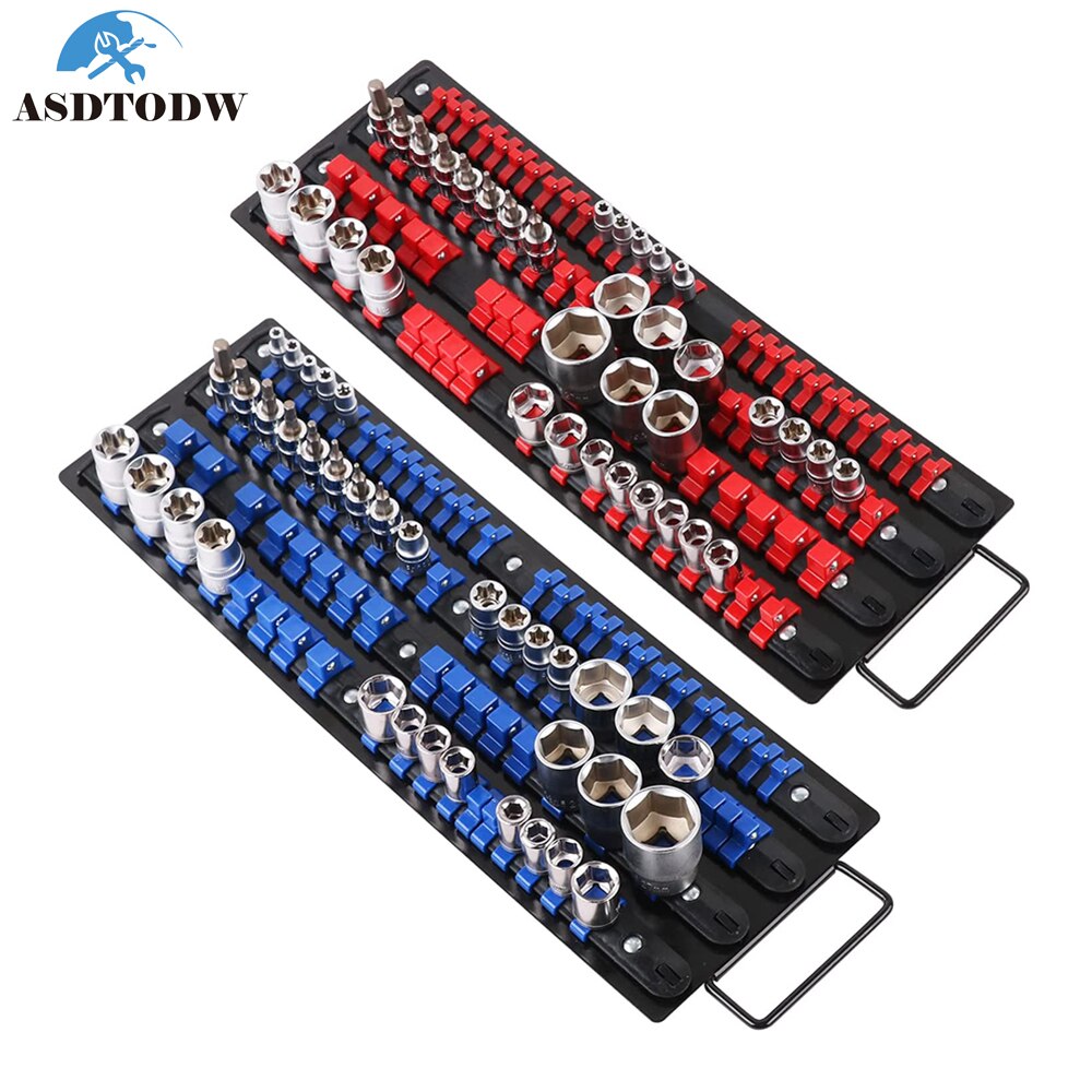 3/6PCS 1/4 3/8 1/2 Socket Wrench Holders Traight Plastic Universal Socket Organizer Rail Bracket Wall Holder Wrench Home Tools