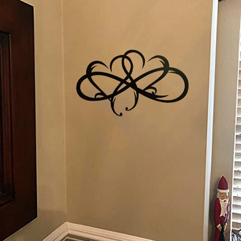 NHBR Double Infinity Heart Metal Wall Art Hanging Love Two Hearts Become One Wall Sign Sculpture for Home Wall Wedding Decor