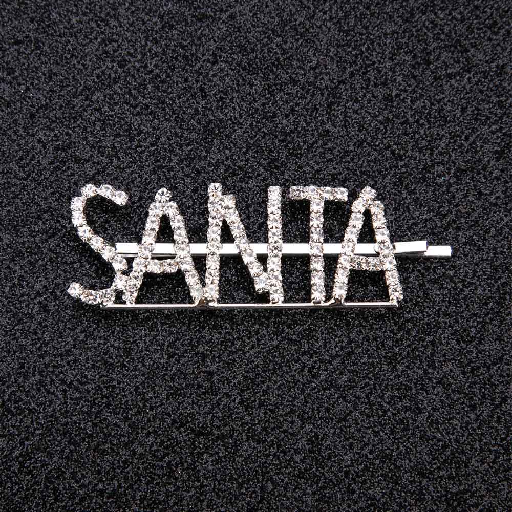 Bling glimmende strass steentjes letter haarspeldjes voor vrouwen zilveren haarspelden kristallen woorden haarspeldjes stylingtool aangepaste haaraccessoires: Kerstman