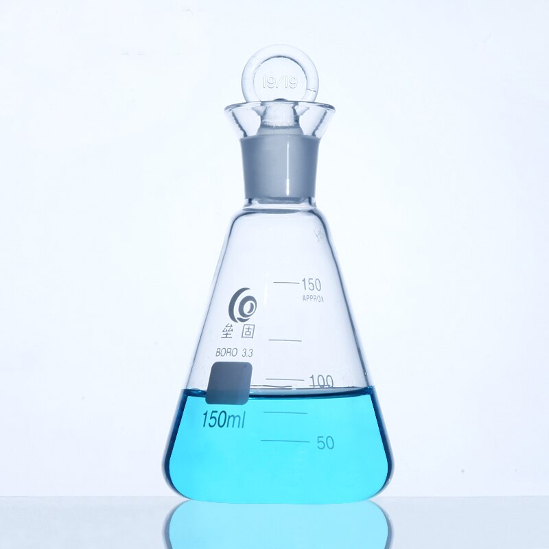 Frasco de yodo con tapa, frasco triangular de vidrio de borosilicato alto con tapón de yodo, equipo de laboratorio