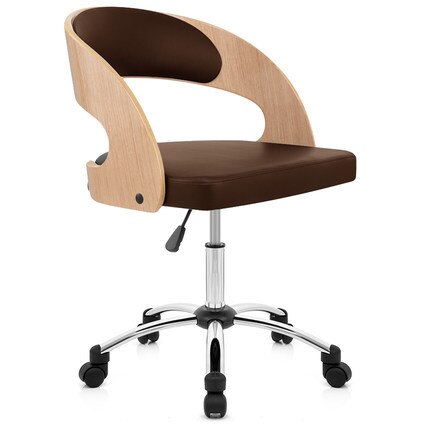 Art Computer Chair European-style Special Home Office Chair Student Backrest Chair Swivel Chair Seat Solid Wood Ergonomic Chair: Brown