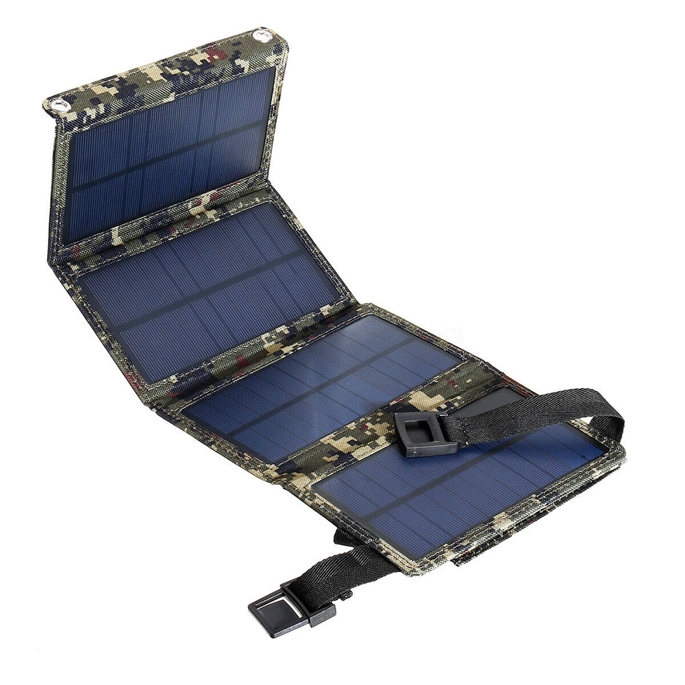 Foldbar 20w usb solpanel bærbar foldbar vandtæt solcelleoplader mobil strømbatterilader: Camouflage