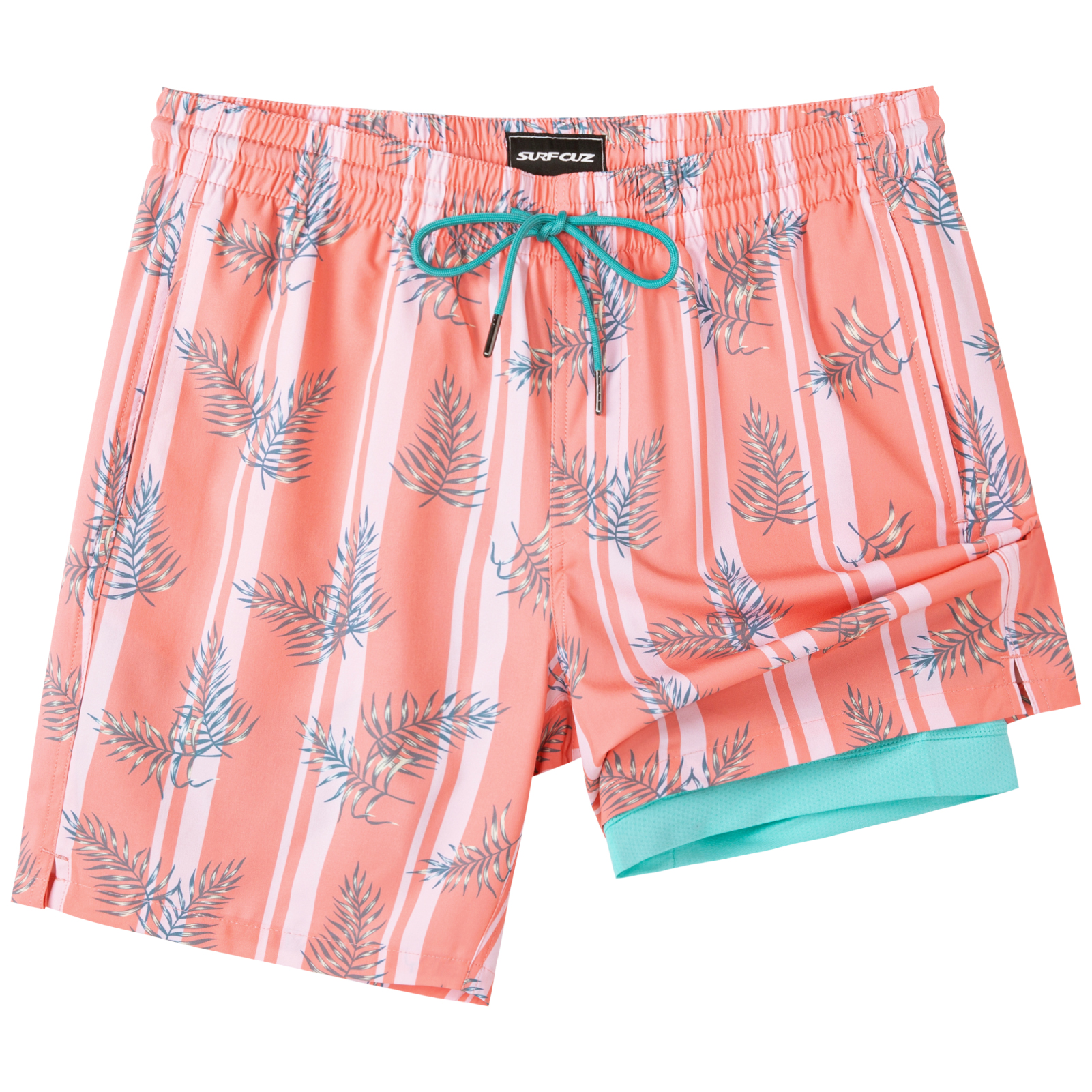 SURF CUZ Mens Swim Trunks with Compression Liner Quick Dry Swim Shorts 7" Swimming Trunks Stretch Bathing Suit Boardshorts: M / Yellow