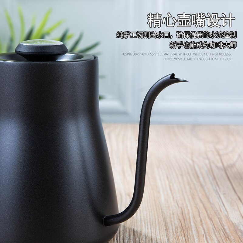 Stainless Steel Hand Drip Coffee Kettle Pots with Thermometer Wood Handle Gooseneck Pour-Over Kettles Drip Coffee Pot 850/600ML