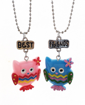 2 teile/satz Freundschaft Eule Halsketten Kinder Stereo Imitation BFF Halskette Für Kinder Besten Freunde Schmuck