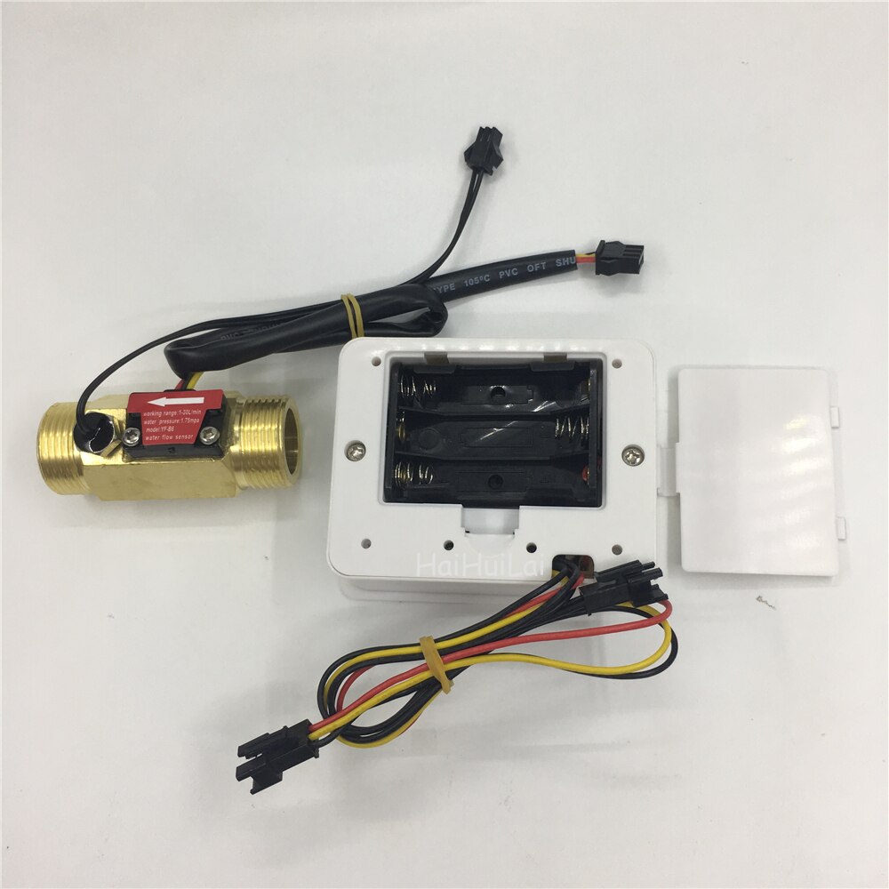 3/4 "messing flow sensor temperatur måling yf -b6 hall sensor + meter lcd display digital flowmåler