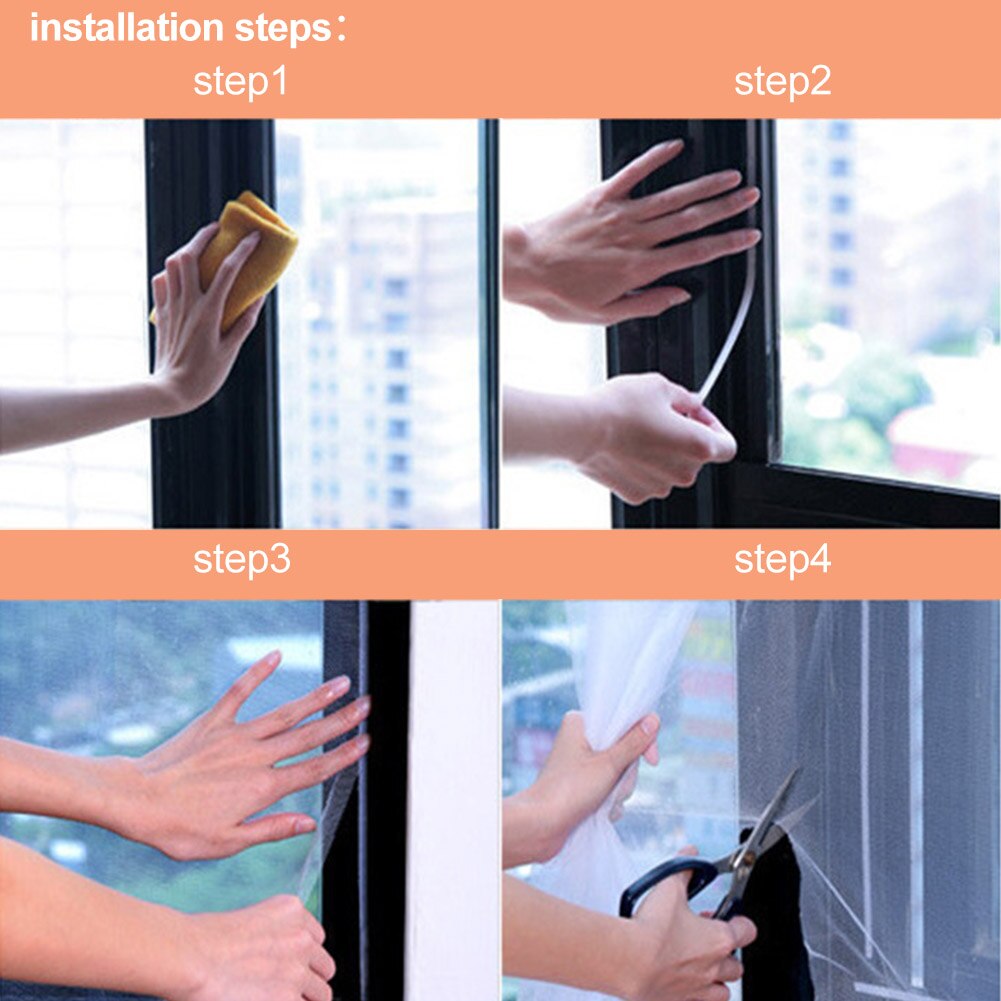 DIY Bug Protection Window Screen Moth Indoor Self Adhesive Insect Fly Cover Mosquito Netting Mesh Curtain Universal Room Doors