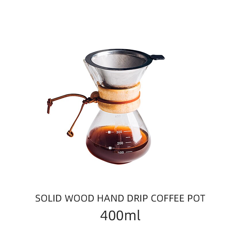400/600ML High-borosilicate Glass Pour-over Coffee Pots Manual Drip Pot High Temperature Resistant Glass Coffee Maker Coffeeware: 400ml filter