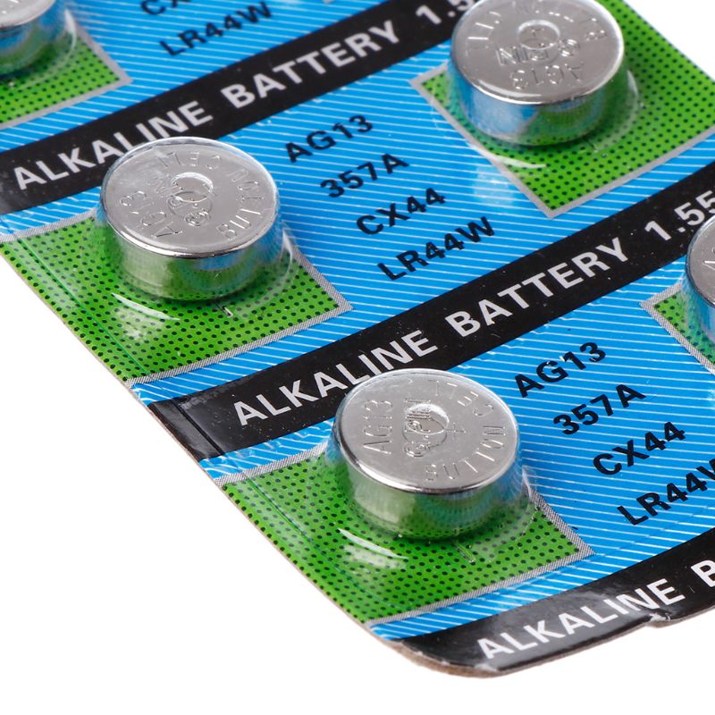 10Pcs AG13 A76 LR44 357A S76E G13 Button Coin Shaped Cell Battery 1.55V Alkaline Button Batteries