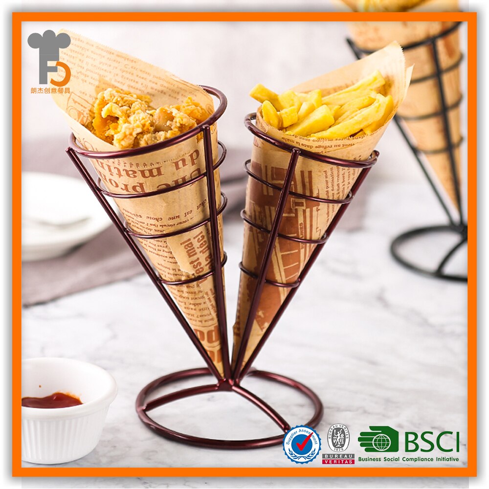 iron art restaurant taco chips rack fried chicken popcorn coffee shop tableware egg ice-cream cone shaped shelf