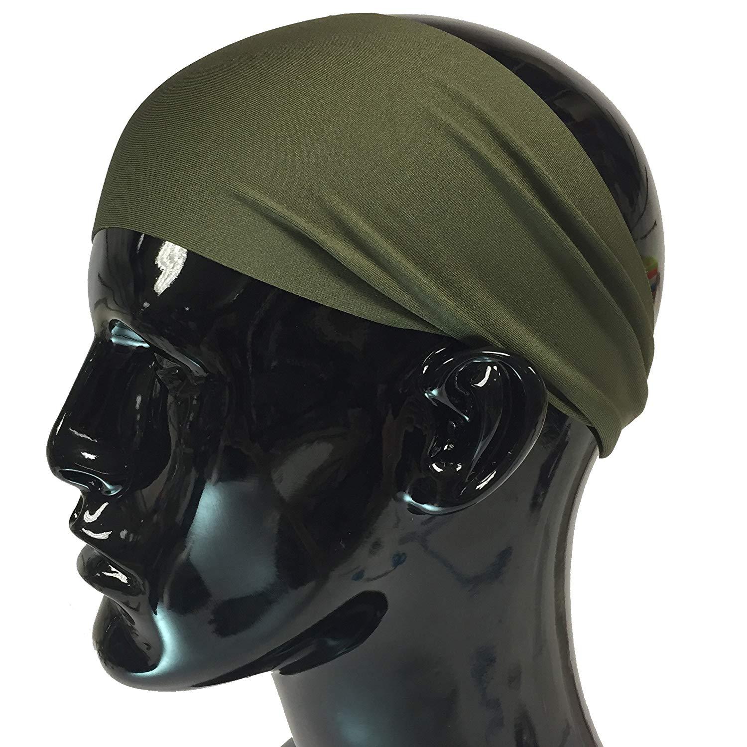 Mannen Sport Hoofdband Zweet Riem Sport Oefening Track Hoofdband Elastische Vochtopname Zweet Verwijdering Hoofdband Voor Zowel Mannen: Army Green