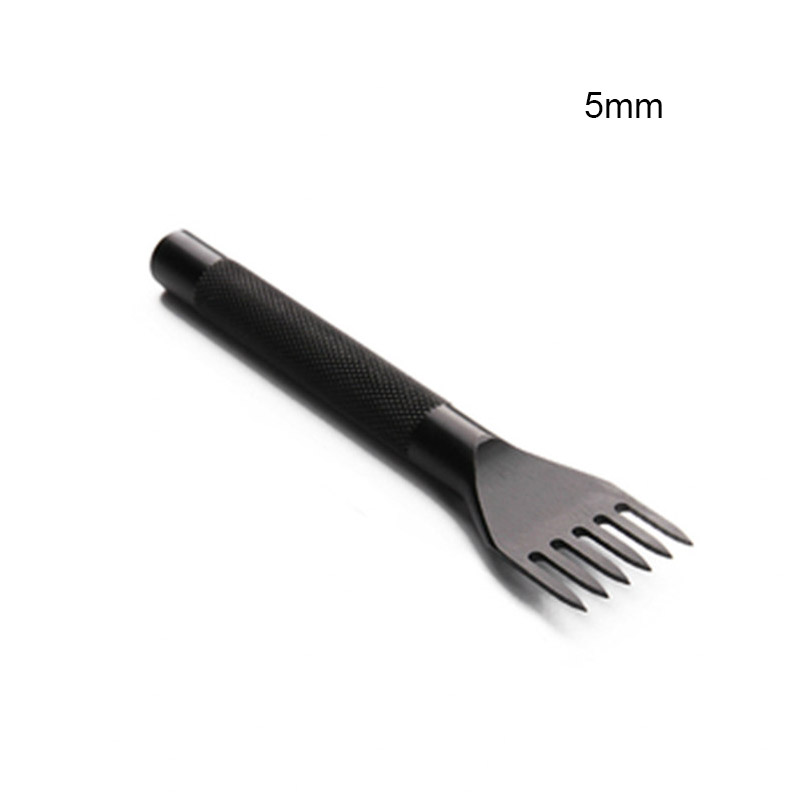 Perforadores de acero para cuero, herramientas de artesanía de 1, 2, 4, 6 puntas, cincel de punta de diamante, 3/4/5/6mm: 5mm 6 Prong 1pcs
