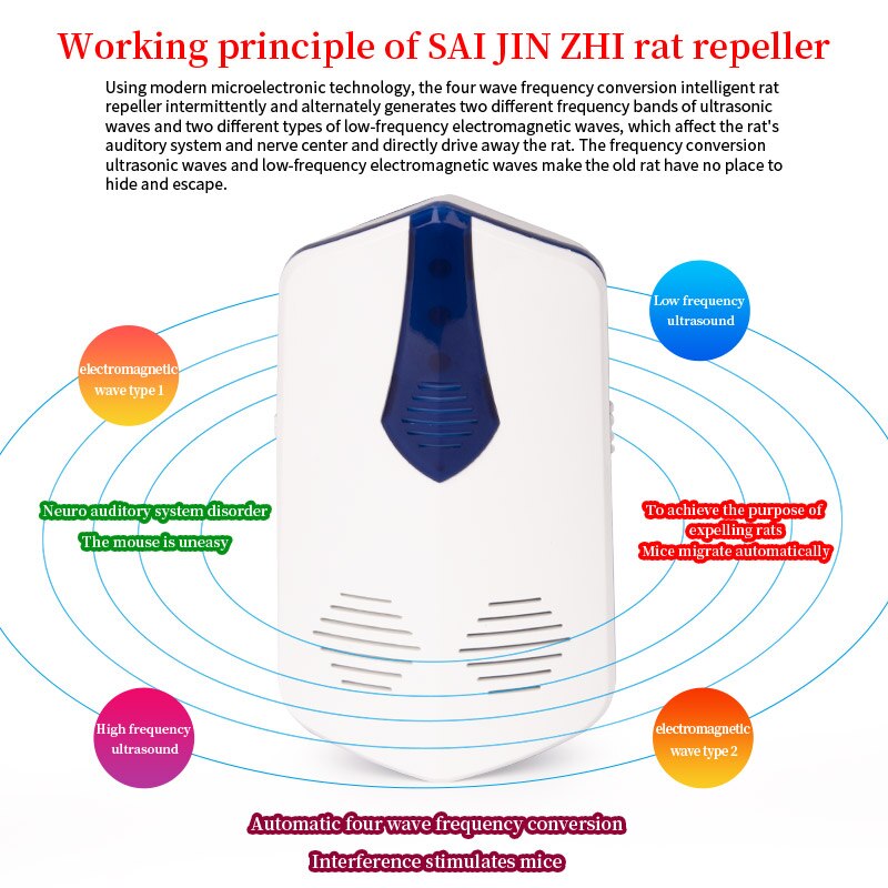 Electronic rat repeller ultrasonic repellent mouse indoor electromagnetic wave imitates sound wave to drive away rats mouse