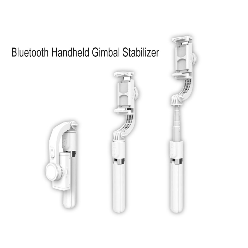 Gimbal Selfie Stick - L08 - Bluetooth Remote - Foldable - for Smartphones: White