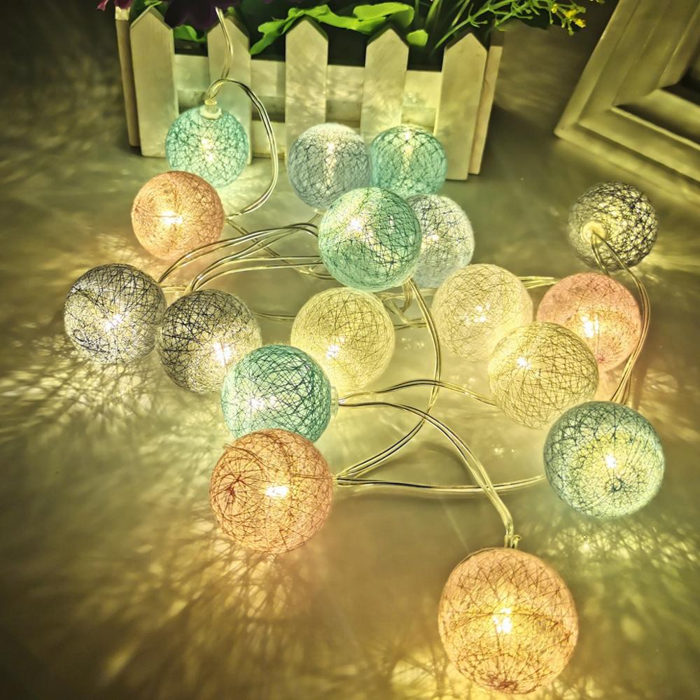 Linterna de hilo de algodón con 20 luces Led, 2M, lámpara de papel, Mini bola, decoración de , Festival, de Pascua