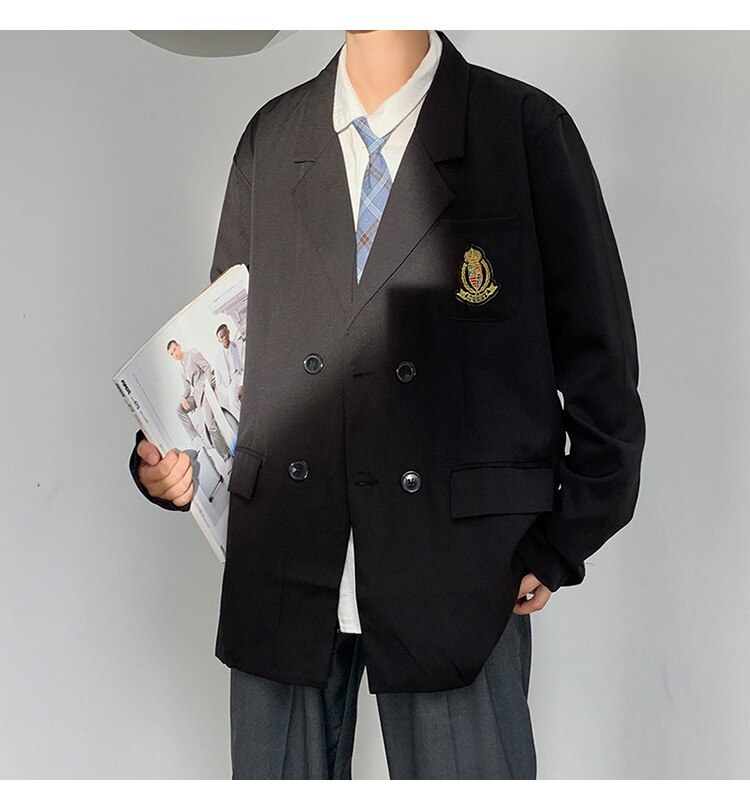 Chaqueta holgada informal Unisex para hombre y mujer, traje de uniforme escolar alto, chaqueta para estudiantes, prendas de vestir de estilo Preppy universitario, ropa