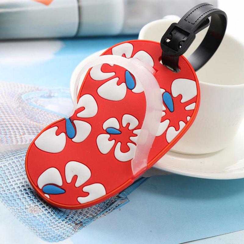 Persoonlijkheid slippers pvc zacht plastic bagagelabel vrouwen id adres houder bagage instapkaart draagbare labels