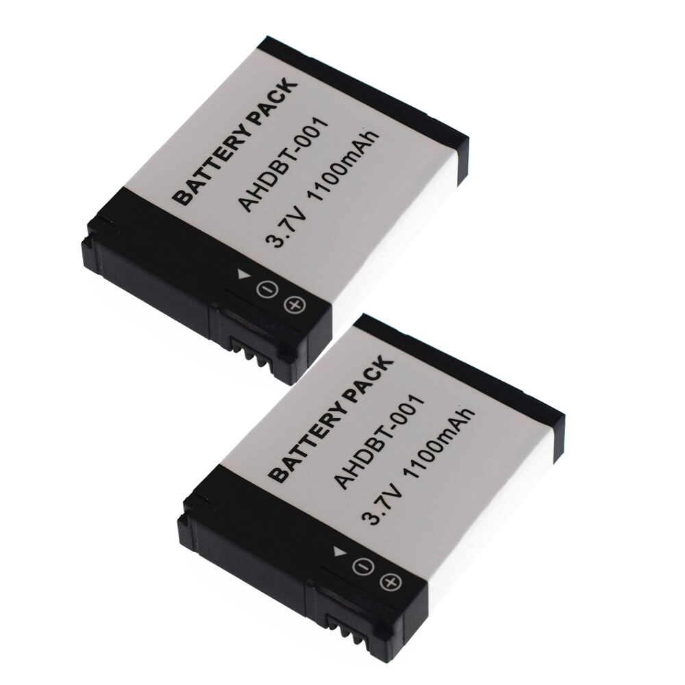 Batterie Li-Ion 2X AHDBT-001 002 pour GoPro Hero 1 2 Go Pro 1080p 960 NIB ABPAK-0014 caméra: 2 Battery