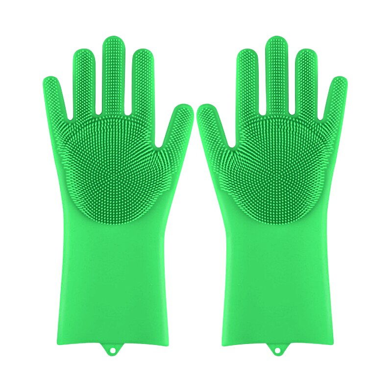 Guanti per la pulizia della toelettatura degli animali domestici cane gatto bagno Shampoo guanto Scrubber magia lavapiatti spugna guanto per depilazione in silicone: Green