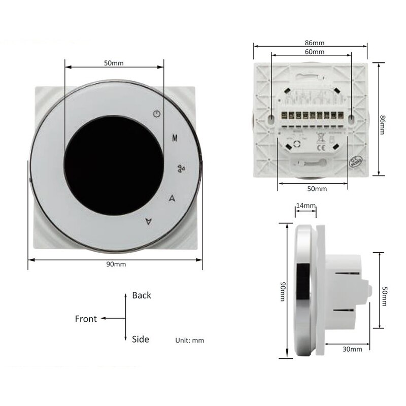 Termostato inteligente WiFi 2p/4p, sistema de refrigeración/calefacción central de aire acondicionado para controlador de temperatura ambiente de unidad de bobina de ventilador