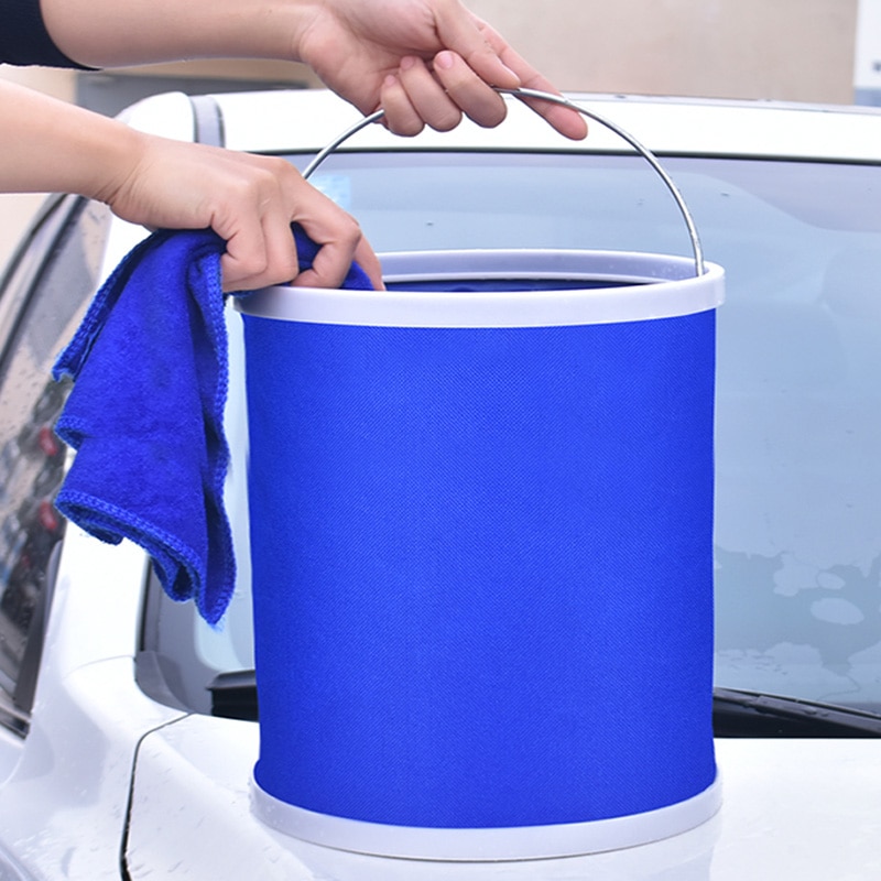 Outdoor Tourism Car Wash Bucket Folding Portable Fishing Water Household Camping Kitchen Collapsible Cleaning Handle Basin Tools