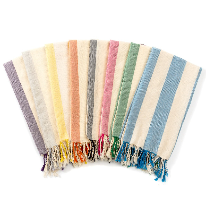 American Tassel Natural Beach Towels, Edged Striped Turkish Bath Towels, 21 Quick-drying Towels