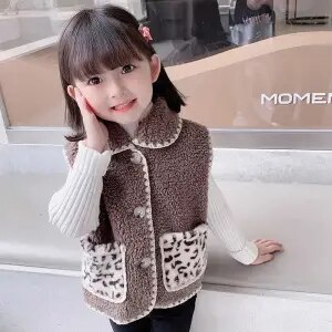 Chalecos de Cachemira para niñas, ropa de estilo exterior, tops de lana de cordero y hombros, primavera y otoño, P4, 357: 1 / 5 años
