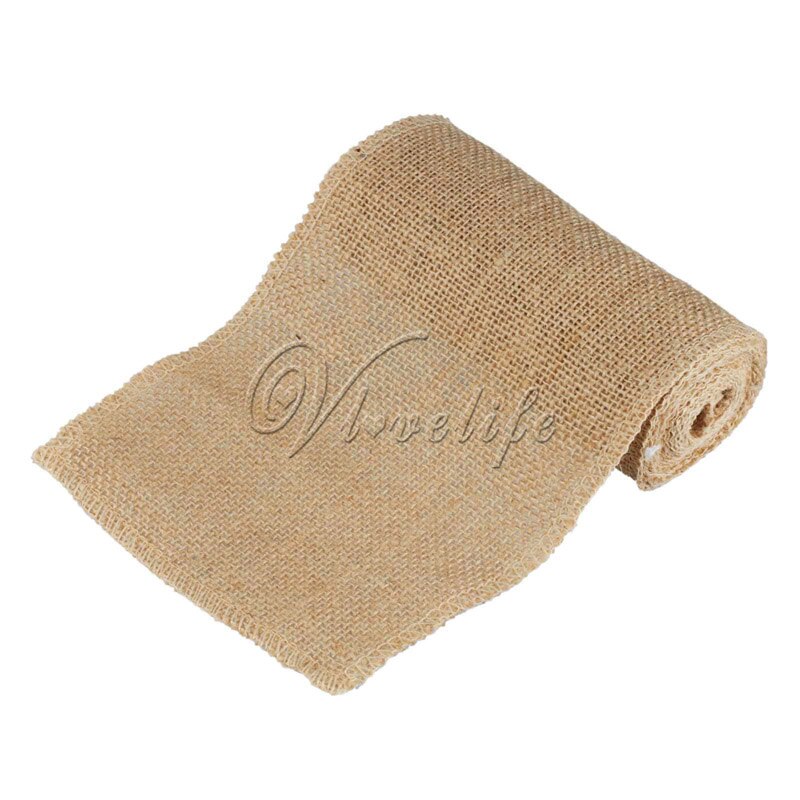 6 ''  x 94 '' handgemaakte jute jute kant stoel strik stoel sjerp feest bruids babyshower rustiek bruiloft decor