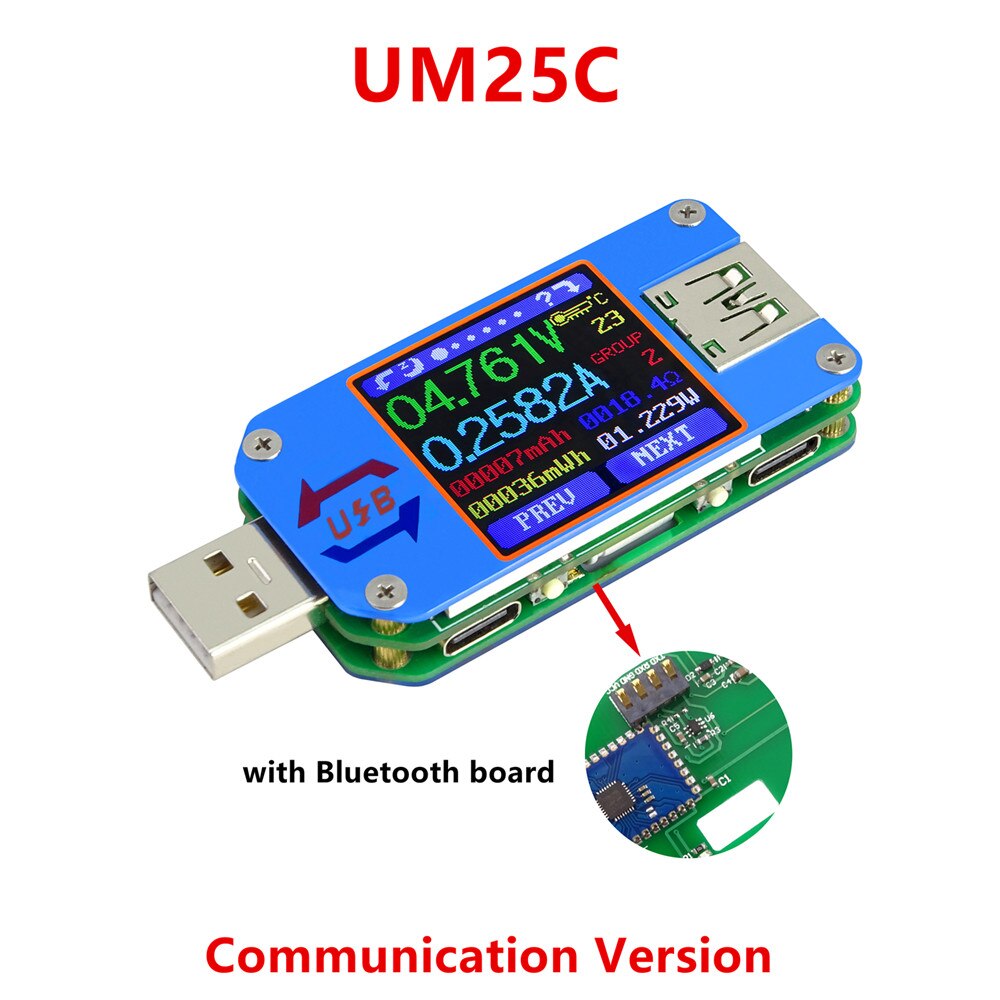 UM34/UM34C UM24/UM24C UM25/UM25C voltmètre cc ampèremètre tension testeur de courant tension batterie Charge USB testeur LD25/LD35 HD25: UM25C