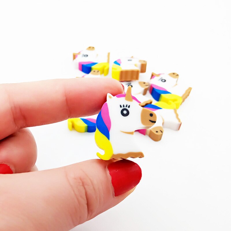 4 st/lot kawaii mini djur modifiera suddgummin tecknad unicorn penna suddgummi för barn leksaker kontor skolpapper
