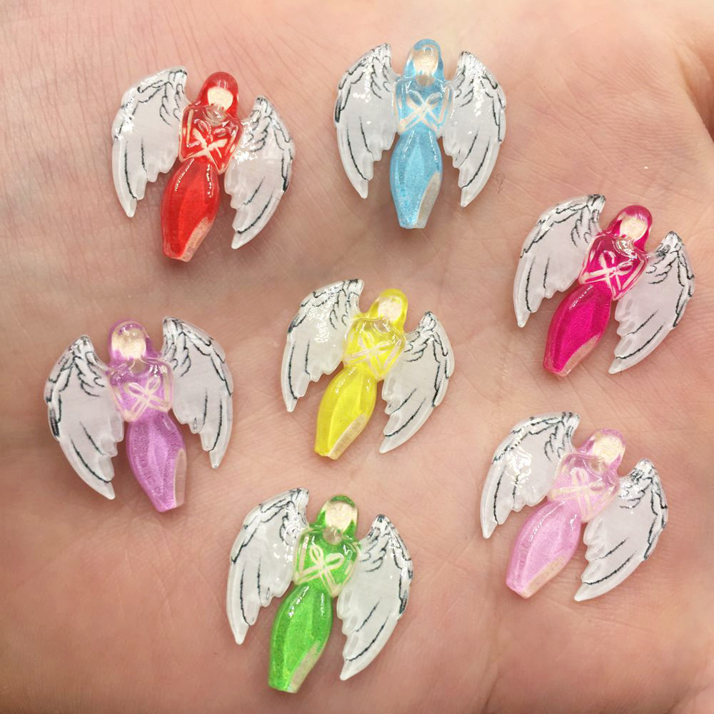 30 stuks mix resin Mooie Kleurrijke angel Flat terug rhinestone applicaties DIY Bruiloft plakboek craft SF517